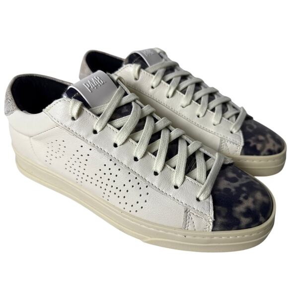 P448 Jack Turtle Sneakers Casual Womens EU37 M US 6.5-7 Leather Faux Fur Lace Up - Picture 2 of 14